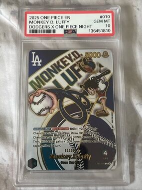 2025 ONE PIECE DODGERS X ONE PIECE NIGHT PROMO #010 MONKEY. D. LUFFY PSA 10